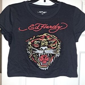 Ed Hardy Tiger Head Rhinestone Baby Tee